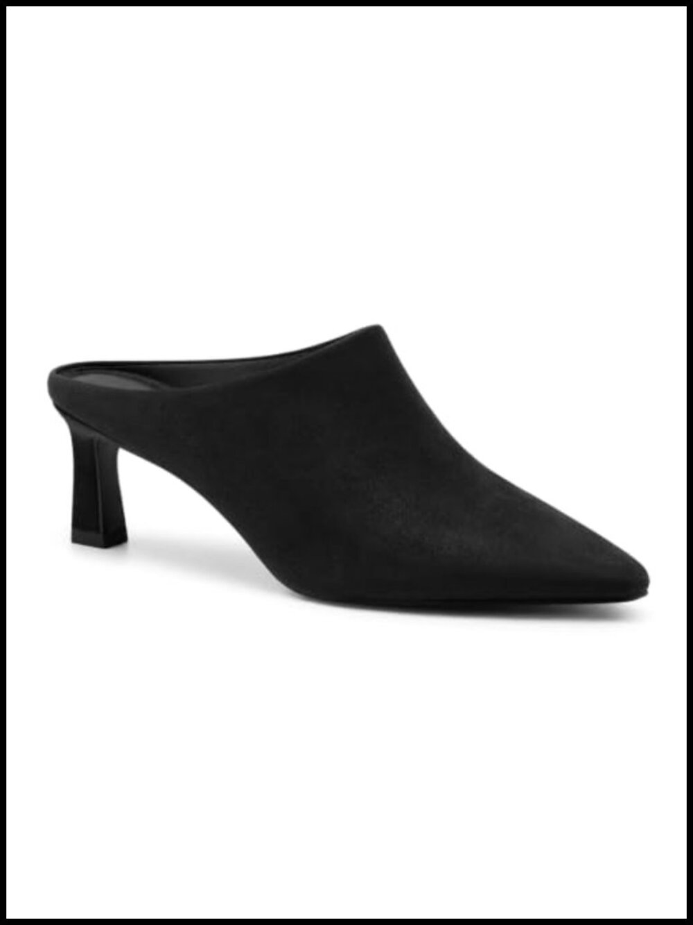 Women's Kitten Heels Mules Closed Pointed Toe Slip On Faux Suede Dress Shoes